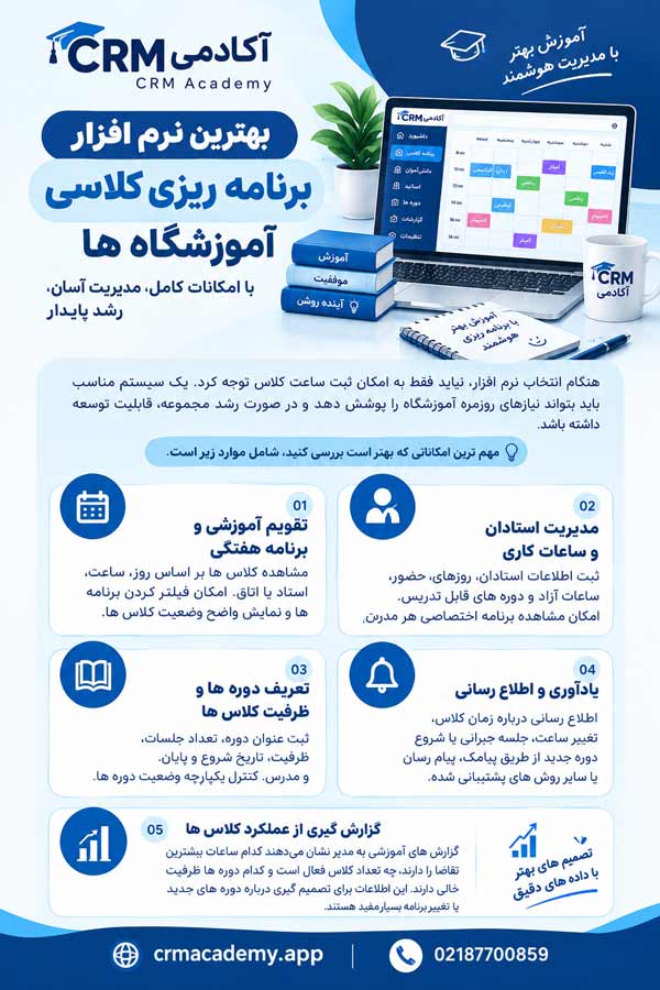 نرم افزار برنامه ریزی کلاسی آموزشگاه ها-CRM آکادمی